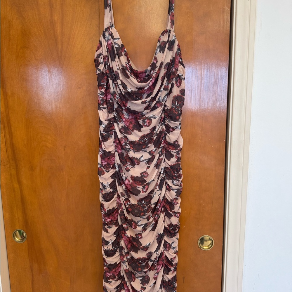 Floral Draped Women's Dress